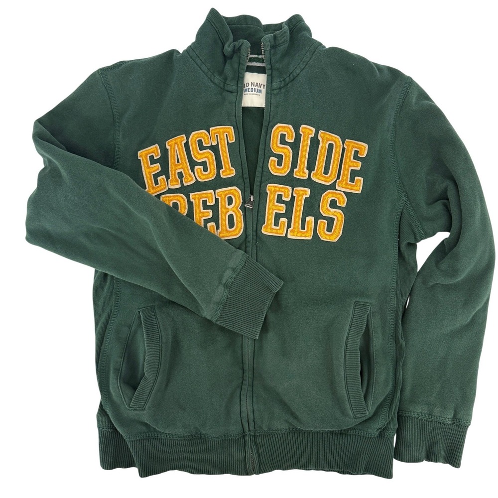 Old Navy Vintage 90's Mens East Side Rebels‎ Zip Sweatshirt Green Varsity Jacket